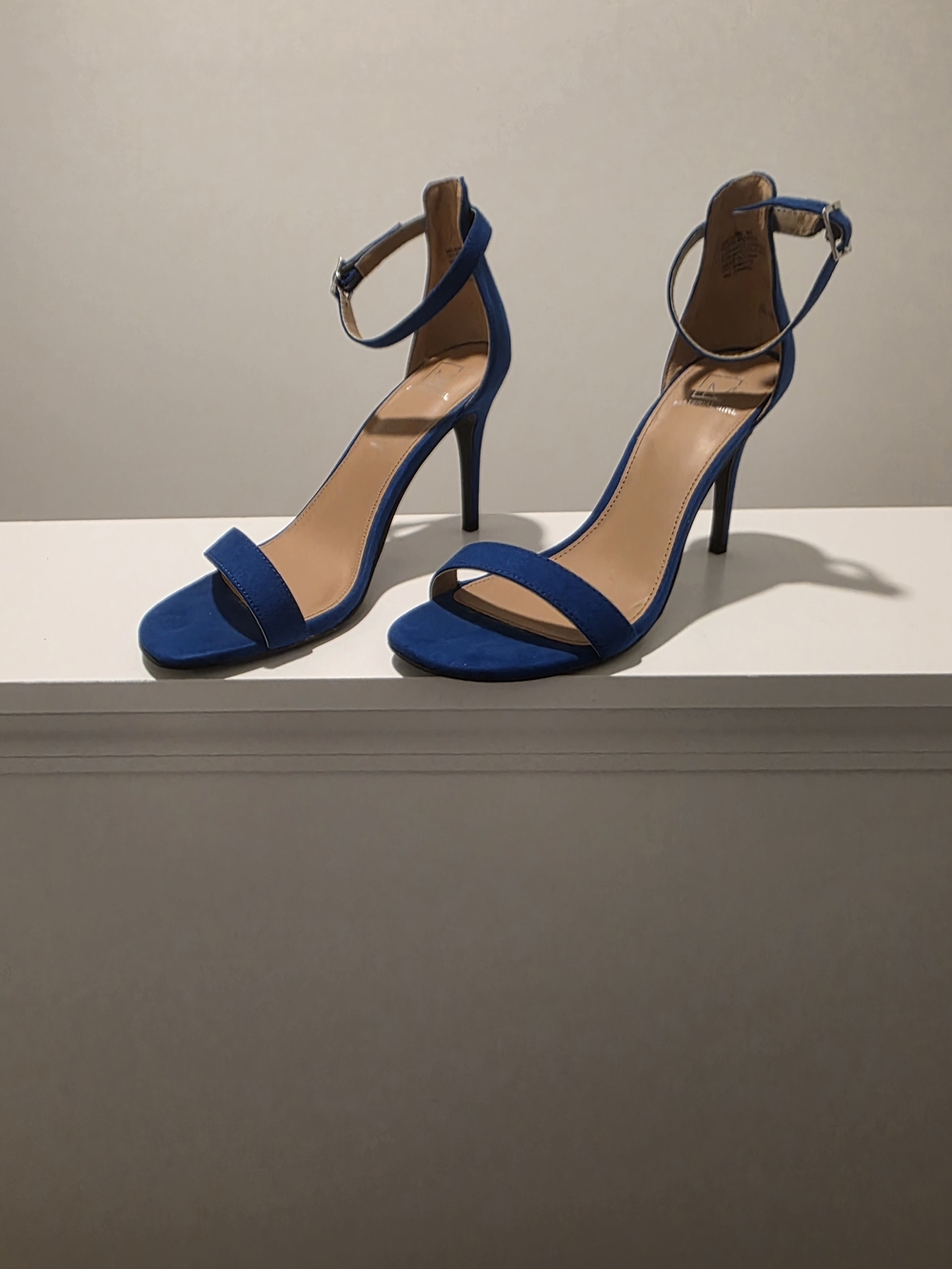 Material Girl Royal Blue Ankle-Strap Stiletto Sandals
